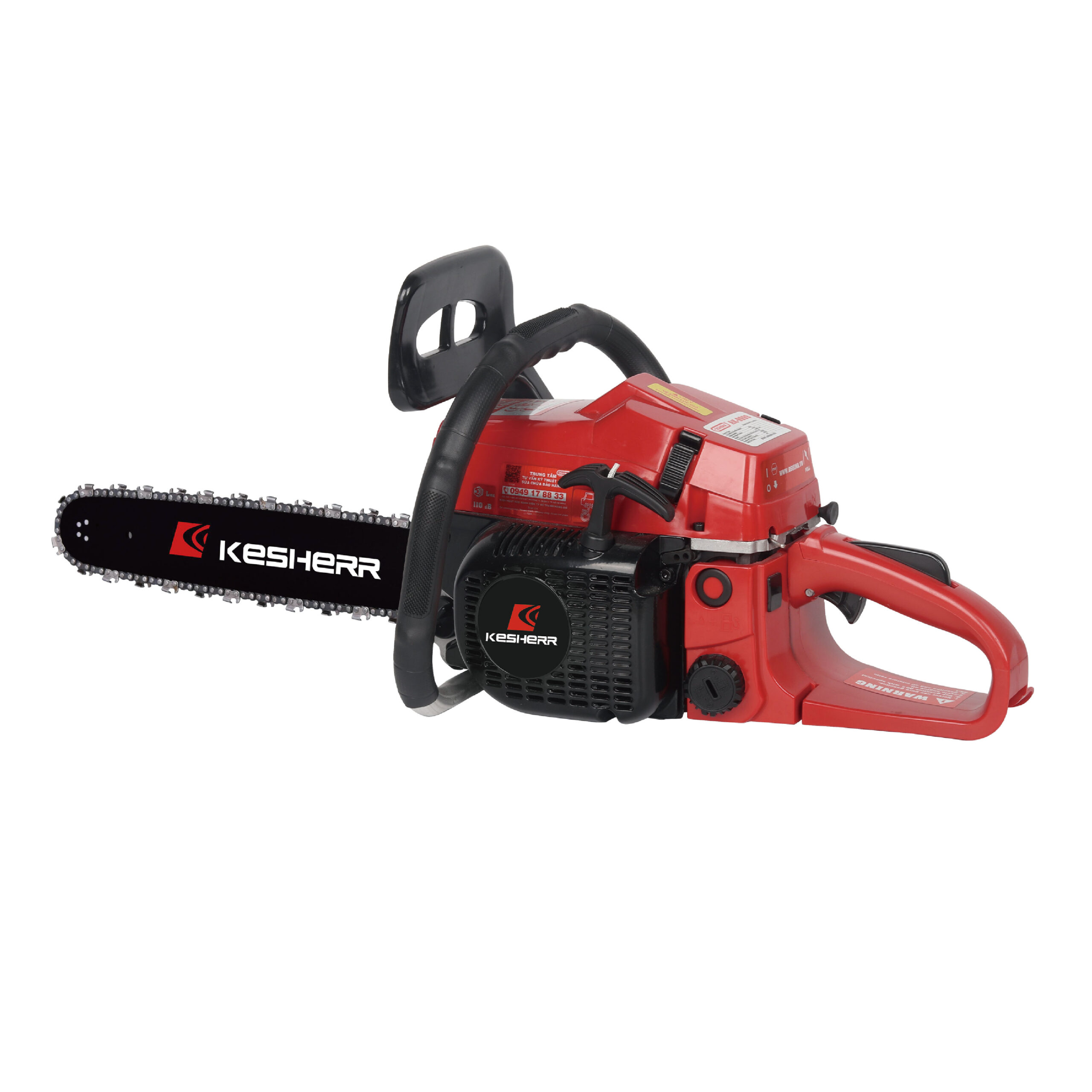52cc 2-Stroke Gas Chainsaw - 2.2kW Power, Durable Aluminium Starter Motor, Fast-Stop Chain Brake & Auto Oiler